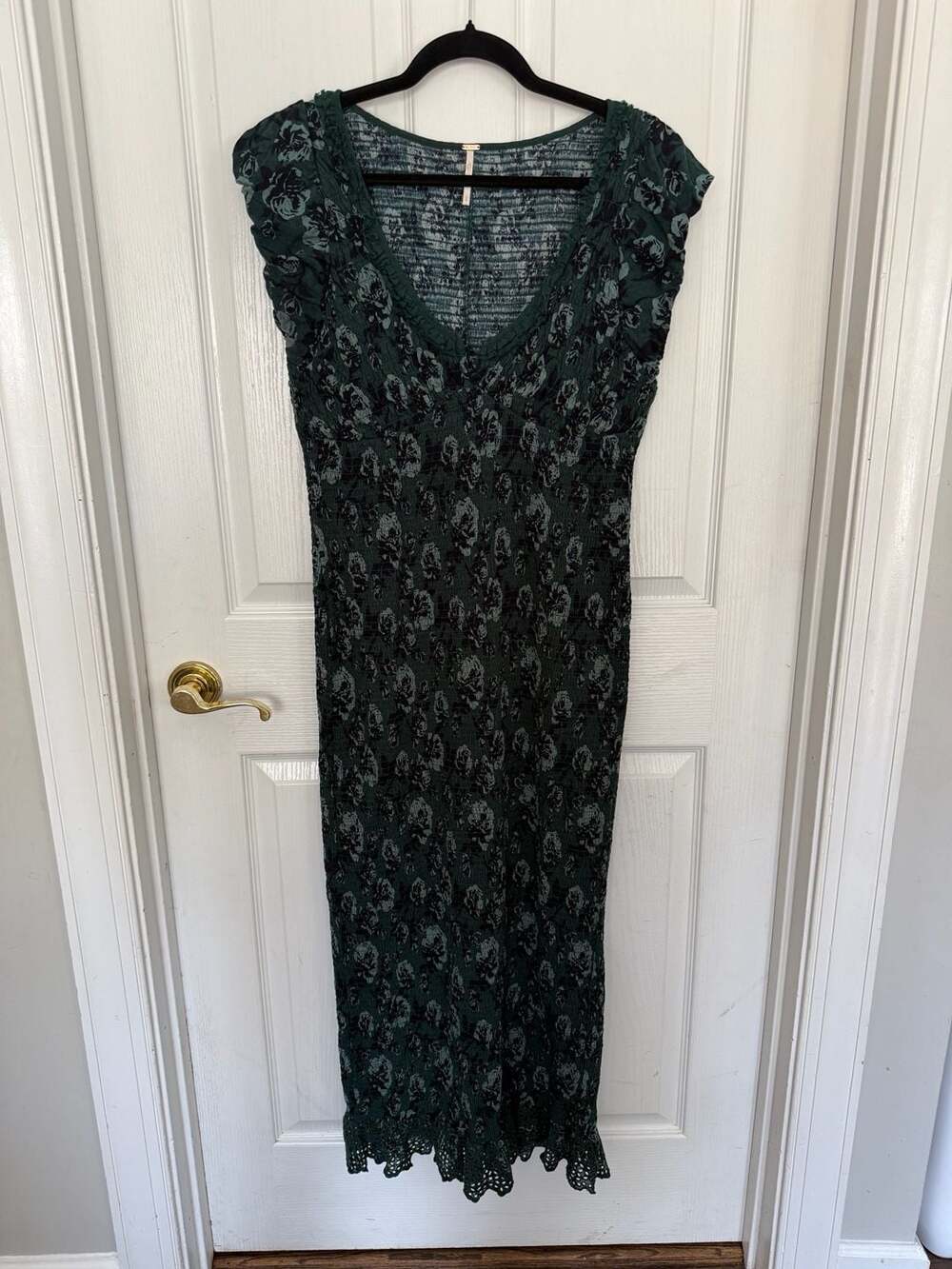 Free People McKenna Dobby Smocked Eyelet Midi Dress